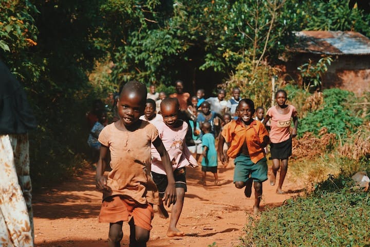 children in African village